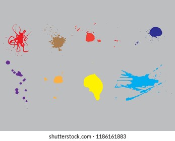 Vector paint splatters.Colorful splashes set. 
