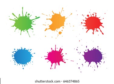 Vector paint splatters.Colorful splashes set.