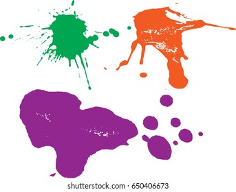 Vector paint splatters.Colorful splashes set.

