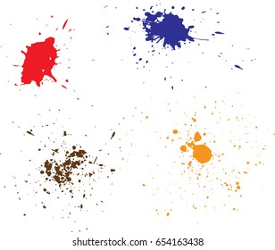 Vector paint splatters.Colorful splashes set.
