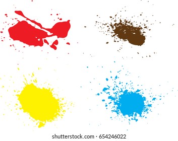 Vector paint splatters.Colorful splashes set.