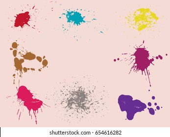 Vector paint splatters.Colorful splashes set.