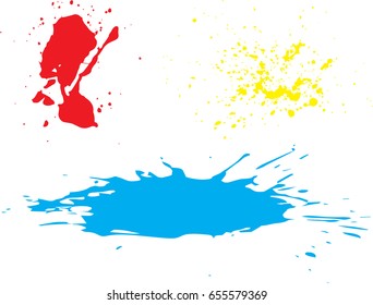 Vector paint splatters.Colorful splashes set.
