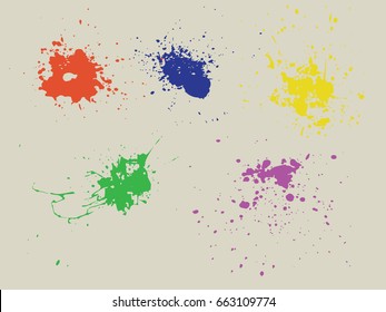 Vector paint splatters.Colorful splashes set.
