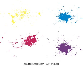 Vector paint splatters.Colorful splashes set.