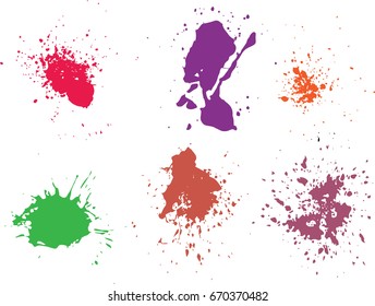 Vector paint splatters.Colorful splashes set.
