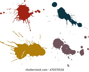 Vector paint splatters.Colorful splashes set.
