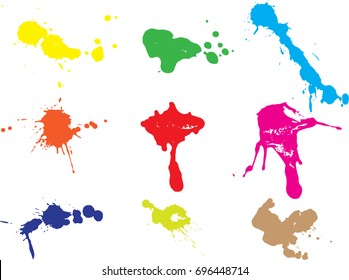 Vector paint splatters.Colorful splashes set.
