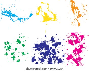 Vector paint splatters.Colorful splashes set.
