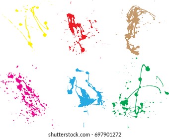 Vector paint splatters.Colorful splashes set.
