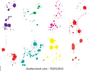 Vector paint splatters.Colorful splashes set.
