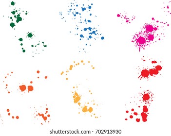Vector paint splatters.Colorful splashes set.
