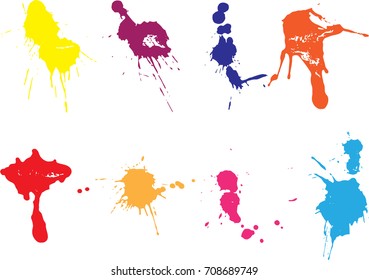 Vector paint splatters.Colorful splashes set.
