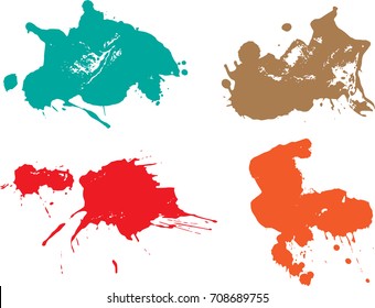 Vector paint splatters.Colorful splashes set.
