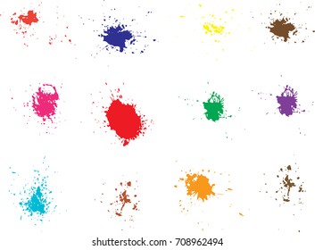 Vector paint splatters.Colorful splashes set.
