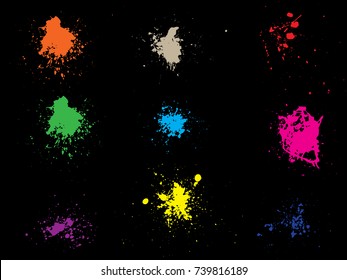 Vector paint splatters.Colorful splashes set.
