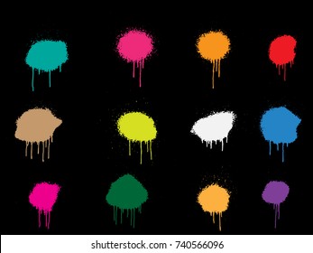 Vector paint splatters.Colorful splashes set.
