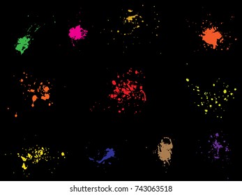 Vector paint splatters.Colorful splashes set.  
