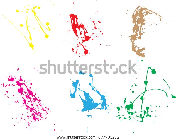 Vector Paint Splatterscolorful Splashes Set 600w 697901272 