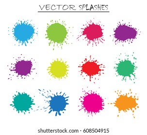 Vector Paint Splatters.Hand Drawn Splashes.