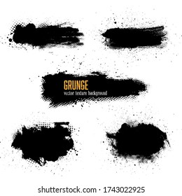 Vector paint strain black ink,brush stroke,halftone texture for banner.