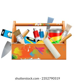 Vector Paint Toolbox isolated on white background