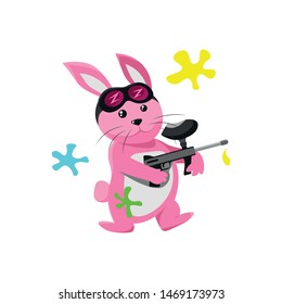 Vector Paintball Pink Rabbit Illustration