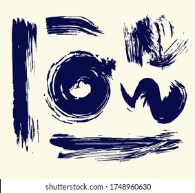 Vector Paintbrush Abstract. Black Water Colour Paint. Paint Brush Strokes. Charcoal Smudges Vector. Rough Acrylic Textures. Smears Texture. Watercolor Stroke Paint. Artistic Abstract.