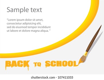 vector paintbrush painting on sheet of paper. back to school concept background.