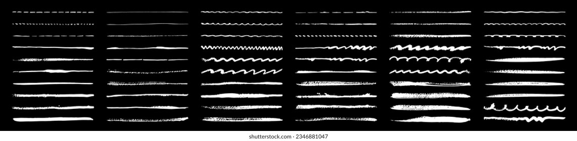 Conjunto de pincel de vectores. Gran colección de pintura negra, trazos de pincel de tinta, pinceles, líneas. Ilustración del vector