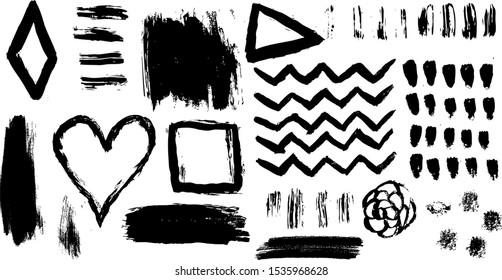 Vector paintbrush set,  brush strokes templates. Grunge design elements for social media. Rectangle text boxes or speech bubbles. Dirty distress texture banners for social networks story and posts.