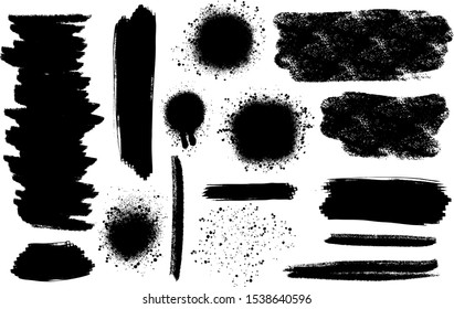 Vector paintbrush set,  brush strokes templates. Grunge design elements for social media. Rectangle text boxes or speech bubbles. Dirty distress texture banners for social networks story and posts.