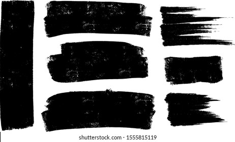 Vector paintbrush set, brush strokes templates. Grunge design elements for social media. Rectangle text boxes or speech bubbles. Dirty distress texture banners for social networks story and posts.