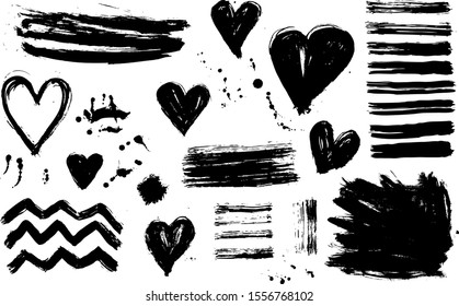 Vector paintbrush set,  brush strokes templates. Grunge design elements for social media. Rectangle text boxes or speech bubbles. Dirty distress texture banners for social networks story and posts.