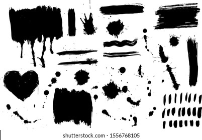 Vector paintbrush set,  brush strokes templates. Grunge design elements for social media. Rectangle text boxes or speech bubbles. Dirty distress texture banners for social networks story and posts.