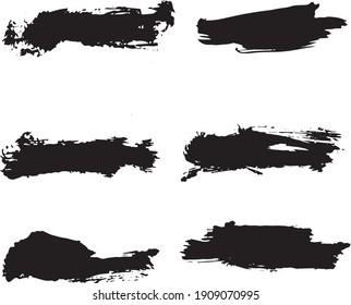 Vector paintbrush set, brush strokes templates. Grunge design elements for social media. Rectangle text boxes or speech bubbles. Dirty distress texture banners for social networks story and posts.
