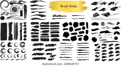 Vector paintbrush set. Brush strokes text boxes.  Grunge design elements.