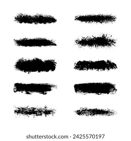 Vector paintbrush set, brush strokes templates. Grunge design elements for social media. 