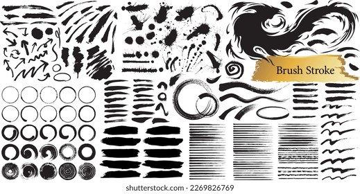 Vector paintbrush set. Grunge design elements. Brush strokes text boxes.