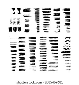 Vector paintbrush set. Ink splatters, painted lines, brush strokes.  