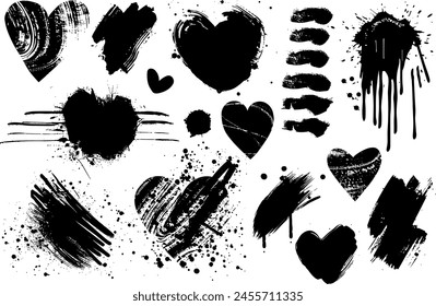Vector paintbrush splash set, brush strokes templates. Grunge design elements for social media. Rectangle text boxes or speech bubbles. Dirty distress texture banners for social networks story posts