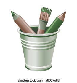 Vector paintbrushes icon in green tones