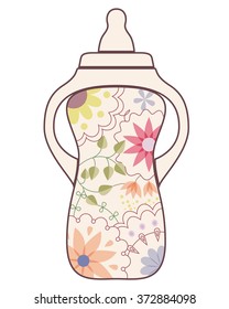 Vector painted baby feeding bottle vintage