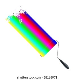 Vector painted banners & paint accessories in different colors.