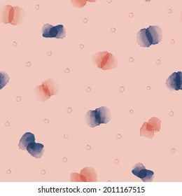 Vector painted blue pink dots seamless pattern