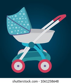vector painted blue stroller for dolls