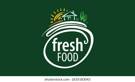 Vector painted emblem with the inscription fresh food