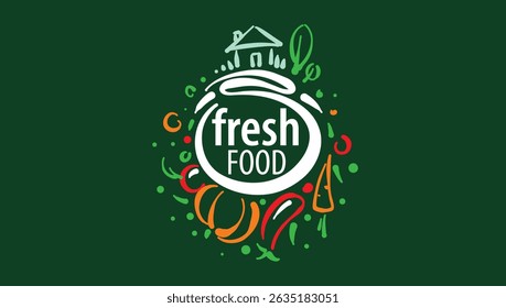 Vector painted emblem with the inscription fresh food