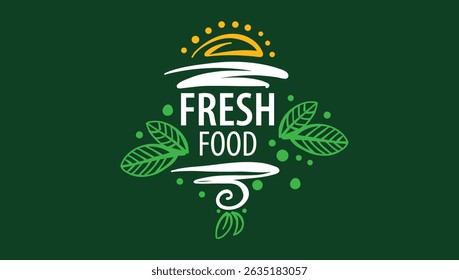 Vector painted emblem with the inscription fresh food
