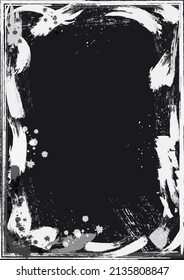 Pincel grunge pintado por vectores con salpicaduras de tinta negra decoradas con marco.Diseño para tarjetas, folletos, banners, publicidad.